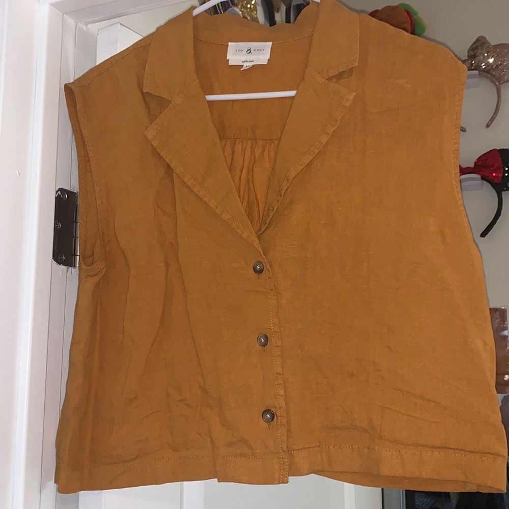 Mustard Yellow linen crop top